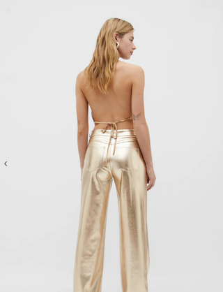 Silver Shiny Mesh Metallic Top