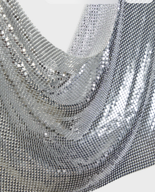 Silver Shiny Mesh Metallic Top