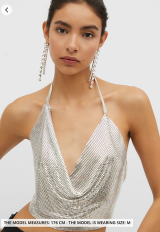Silver Shiny Mesh Metallic Top
