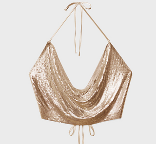 Silver Shiny Mesh Metallic Top