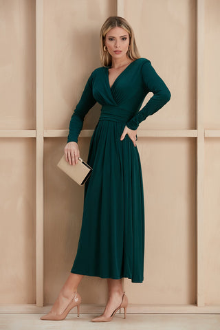 Long Belted Jersey Maxi Dress, full-length view