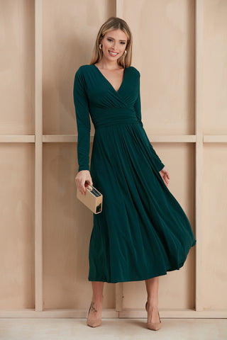 Long Belted Jersey Maxi Dress, full-length view