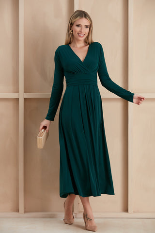 Long Belted Jersey Maxi Dress, full-length view