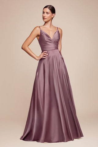 SOFT SATIN A-LINE SWEATHEART NECKLINE WITH SLIT