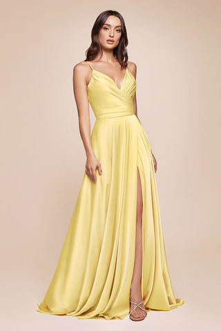 SOFT SATIN A-LINE SWEATHEART NECKLINE WITH SLIT