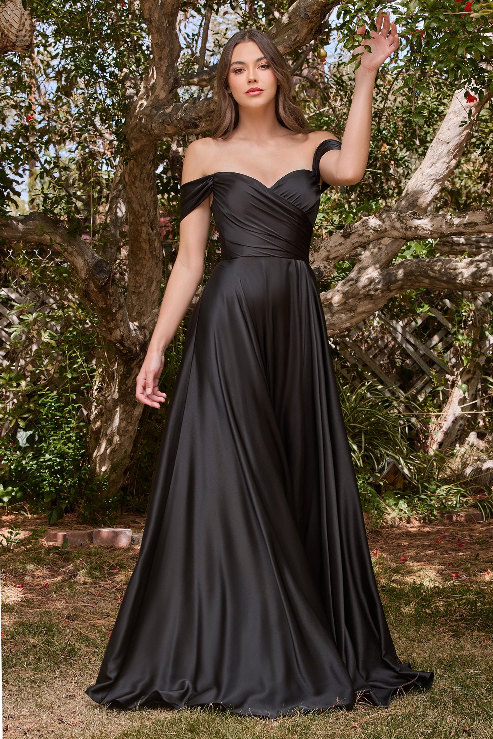 A-LINE SATIN OFF THE SHOULDER DRESS DRESS COSMO A-LINE SATIN OFF THE SHOULDER DRESS DRESS COSMO