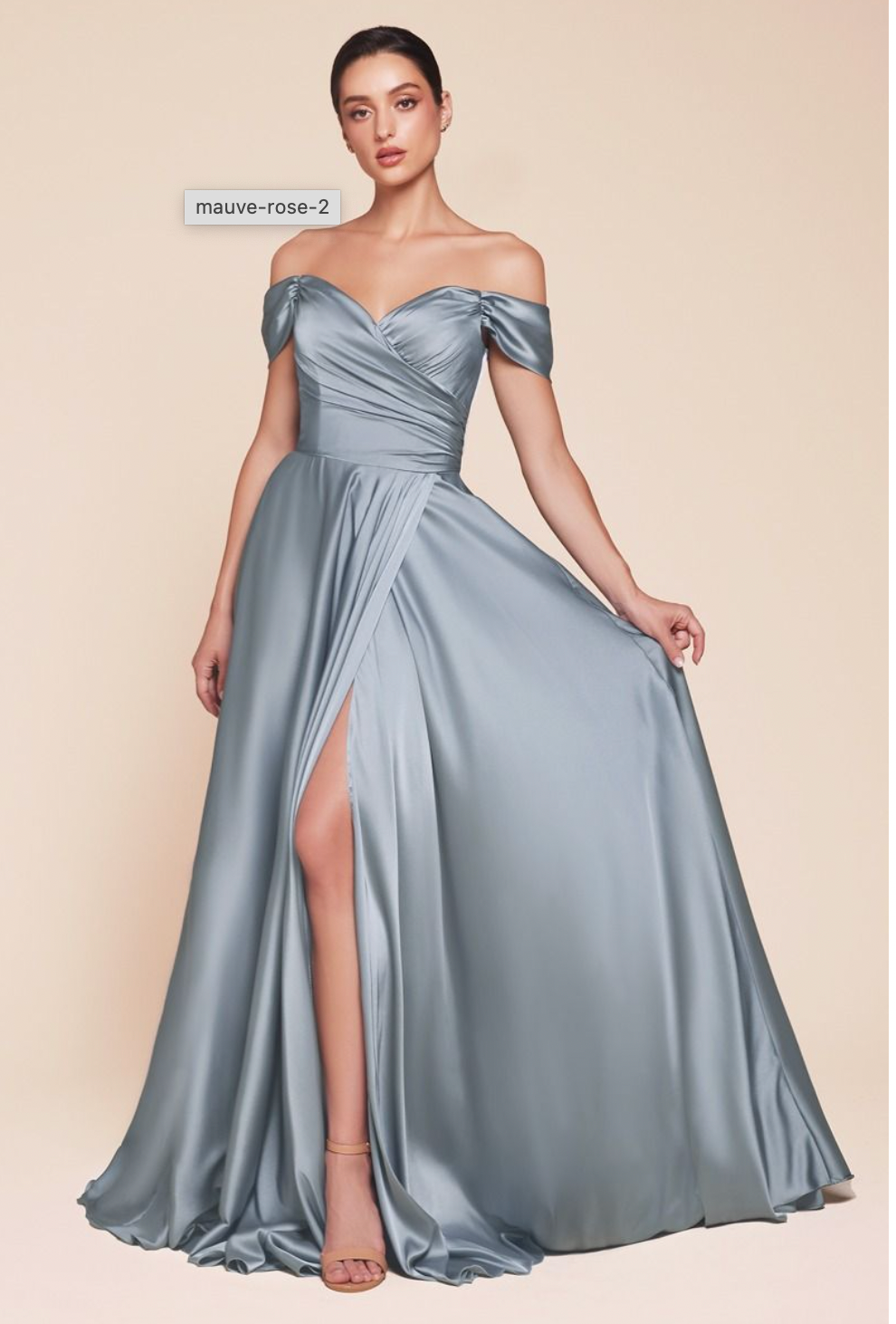 off the shoulder evening dress A-LINE SATIN OFF THE SHOULDER DRESS 16 / FRENCH NAVY