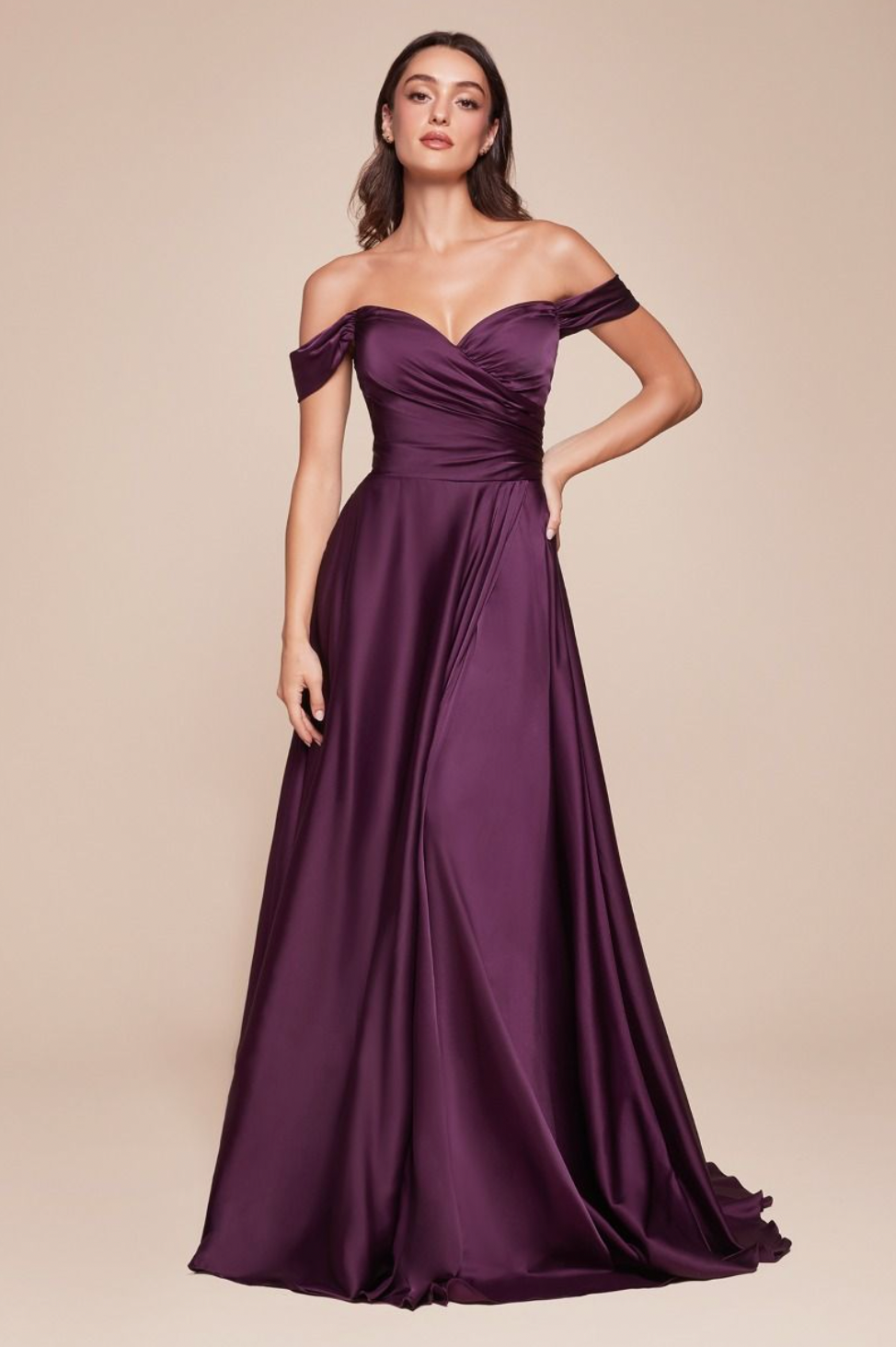 A-LINE SATIN OFF THE SHOULDER DRESS 16 / FRENCH NAVY A-LINE SATIN OFF THE SHOULDER DRESS 16 / FRENCH NAVY