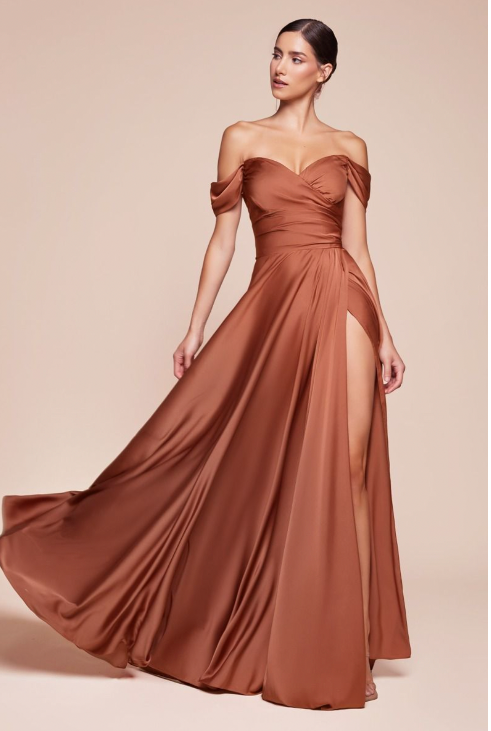 A-LINE SATIN OFF THE SHOULDER DRESS DRESS COSMO A-LINE SATIN OFF THE SHOULDER DRESS DRESS COSMO