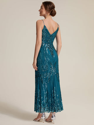 Sequin Sleeveless Sheath Midi Cocktail Dress
