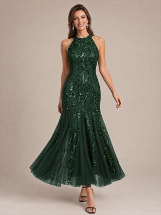 Sleeveless Sequin Maxi Length Cocktail Dresses