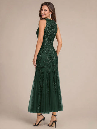 Sleeveless Sequin Maxi Length Cocktail Dresses