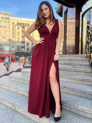 Sleeveless Bridesmaid Dresses with Deep V Neck and A Line