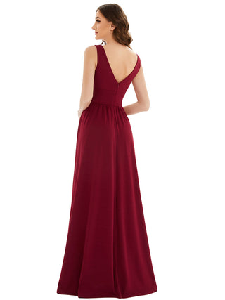 Sleeveless Bridesmaid Dresses with Deep V Neck and A Line