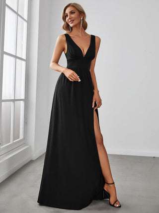 Sleeveless Bridesmaid Dresses with Deep V Neck and A Line