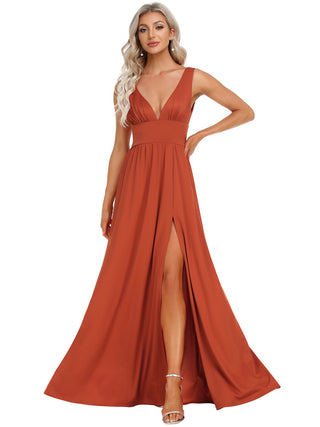 Sleeveless Bridesmaid Dresses with Deep V Neck and A Line