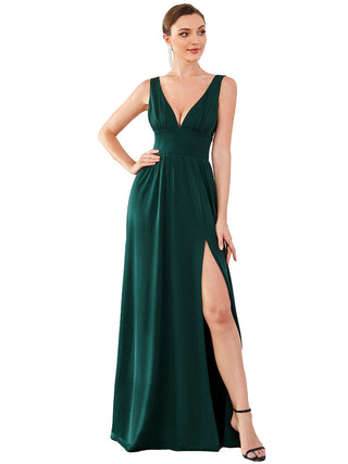 Sleeveless Bridesmaid Dresses with Deep V Neck and A Line