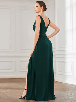 Sleeveless Bridesmaid Dresses with Deep V Neck and A Line