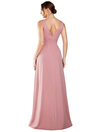 Sleeveless Bridesmaid Dresses with Deep V Neck and A Line