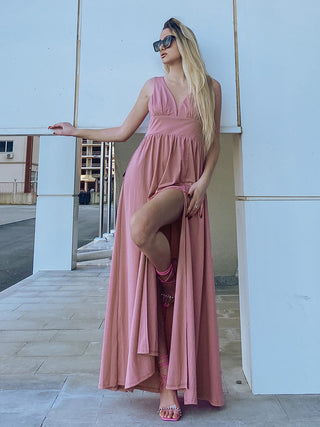 Sleeveless Bridesmaid Dresses with Deep V Neck and A Line