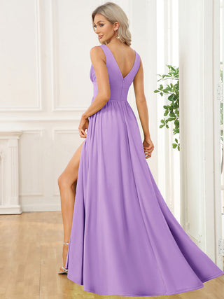 Sleeveless Bridesmaid Dresses with Deep V Neck and A Line