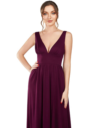 Sleeveless Bridesmaid Dresses with Deep V Neck and A Line
