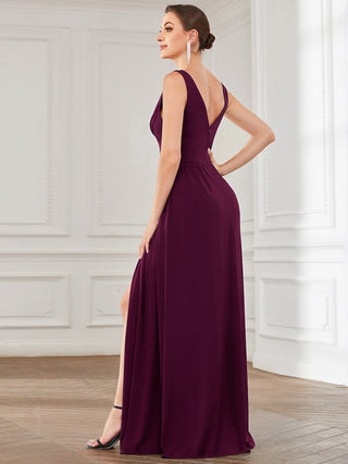 Sleeveless Bridesmaid Dresses with Deep V Neck and A Line