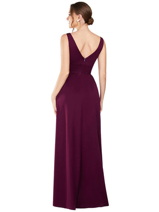 Sleeveless Bridesmaid Dresses with Deep V Neck and A Line
