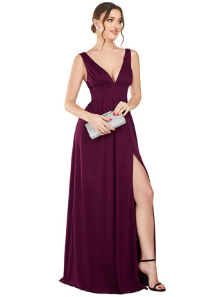 Sleeveless Bridesmaid Dresses with Deep V Neck and A Line