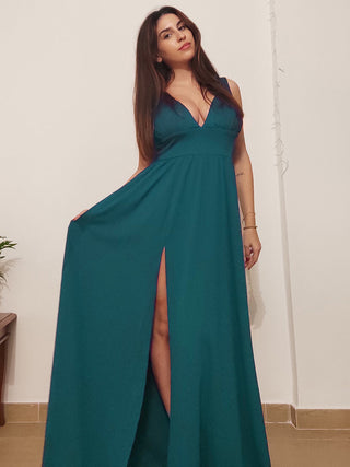 Sleeveless Bridesmaid Dresses with Deep V Neck and A Line