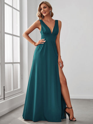 Sleeveless Bridesmaid Dresses with Deep V Neck and A Line