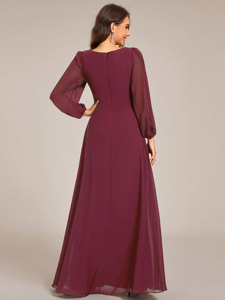 Graceful See-Through V Neck Padded Enough Pleated Decoration Chiffon Evening Dresses