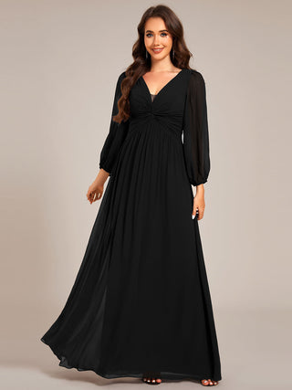 Graceful See-Through V Neck Padded Enough Pleated Decoration Chiffon Evening Dresses