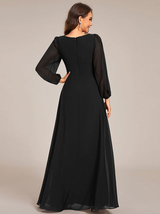 Graceful See-Through V Neck Padded Enough Pleated Decoration Chiffon Evening Dresses