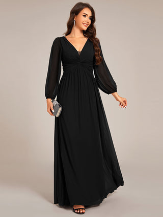 Graceful See-Through V Neck Padded Enough Pleated Decoration Chiffon Evening Dresses