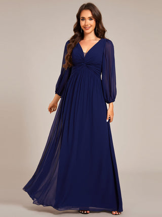 Graceful See-Through V Neck Padded Enough Pleated Decoration Chiffon Evening Dresses