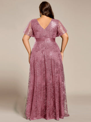 Exquisite Sequin Paillette Embroidery Evening Dresses with Ruffles Sleeve