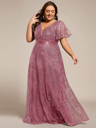 Exquisite Sequin Paillette Embroidery Evening Dresses with Ruffles Sleeve