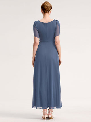 Split Evening Chiffon Dress with Bead or hot drill decoration