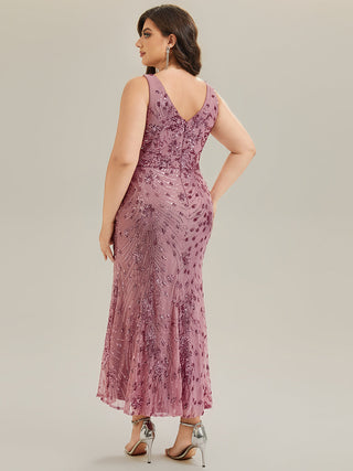 Strapless Deep V-Neck Fishtail Maxi Dress with High Stretch Evening Dresses