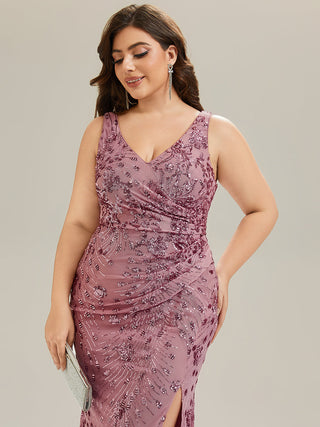 Strapless Deep V-Neck Fishtail Maxi Dress with High Stretch Evening Dresses