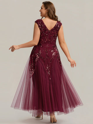 Strapless V-Neck A-Line Floor Length Embroidered Evening Dresses
