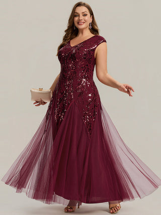 Strapless V-Neck A-Line Floor Length Embroidered Evening Dresses