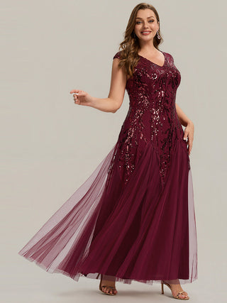 Strapless V-Neck A-Line Floor Length Embroidered Evening Dresses