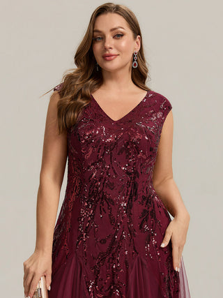 Strapless V-Neck A-Line Floor Length Embroidered Evening Dresses