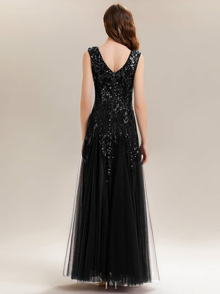 Strapless V-Neck A-Line Floor Length Embroidered Evening Dresses
