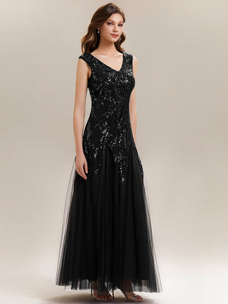 Strapless V-Neck A-Line Floor Length Embroidered Evening Dresses
