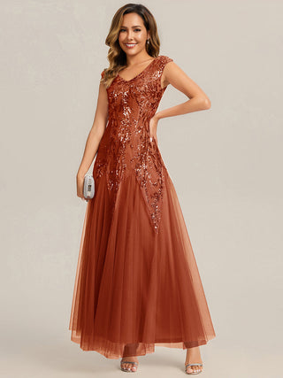 Strapless V-Neck A-Line Floor Length Embroidered Evening Dresses
