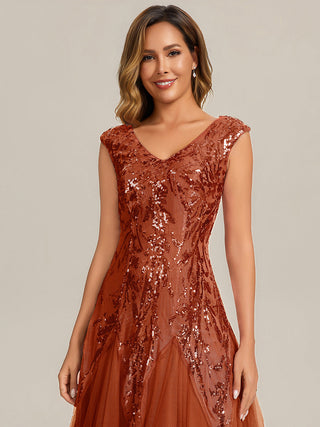 Strapless V-Neck A-Line Floor Length Embroidered Evening Dresses
