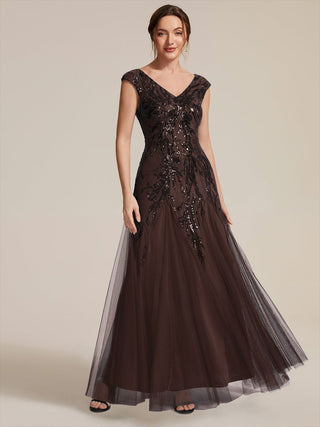 Strapless V-Neck A-Line Floor Length Embroidered Evening Dresses
